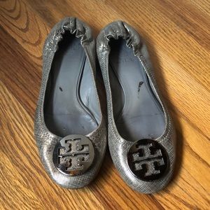 Tory Burch Silver Flats size 8